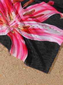 Cubrecostas de punto con estampado floral para chicas adolescentes, de diseño a la moda, lindo y conservador, adecuado para la playa, la natación, las vacaciones y el verano