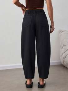 SHEIN Tall Women Loose Fit Tapered Leg Black Denim Jeans Baggy Jeans Tall Pants Women - Black - View 2