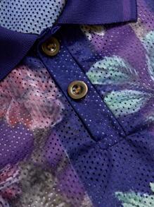 Manfinity Sporsity Men's Vintage Fashion Casual Sports Flower Print Polo Shirt , Los Angeles Shirt ,