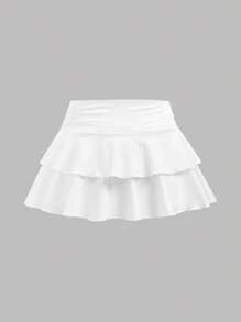 Girlism 女童花卉印花紧身胸衣短款上衣，带褶边和多层可爱迷你裙，两件套 - 淺藍色 - 查看 9