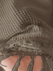 CosyJoli 大码女式休闲纯色蕾丝拼接吊带背心，夏季外出上衣