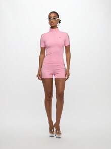 SUMWON WOMEN Activewear Fitness Hot Pants Workout Running Gym Shorts High Waisted Bottoms Spring Summer Athleisure - Pink - View 6