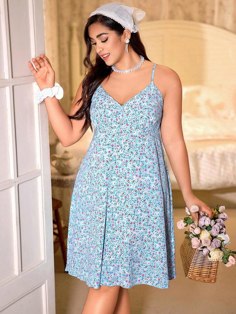 CottageSlumber Váy ngủ không tay rộng rãi họa tiết hoa xinh xắn dành cho nữ cỡ lớn, hoàn hảo cho mùa hè - Nhiều màu - Xem 1