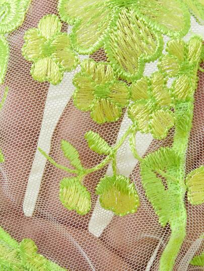 Neon Lime Geborduurde Bow Ladies Verleidelijke Lingerie Set view 5