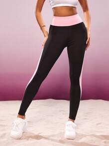 Slayoga Women's Contrast Color Patchwork Tight Fit Leggings