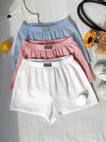 Comfortcana Conjunto de shorts de algodón tejido con pierna ancha casual para mujer, verano