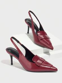 Mnmlis Tacones altos de verano con punta puntiaguda,/PU blanco, de tacón medio, con diseño hueco y sexy de ojo de gato, transpirables