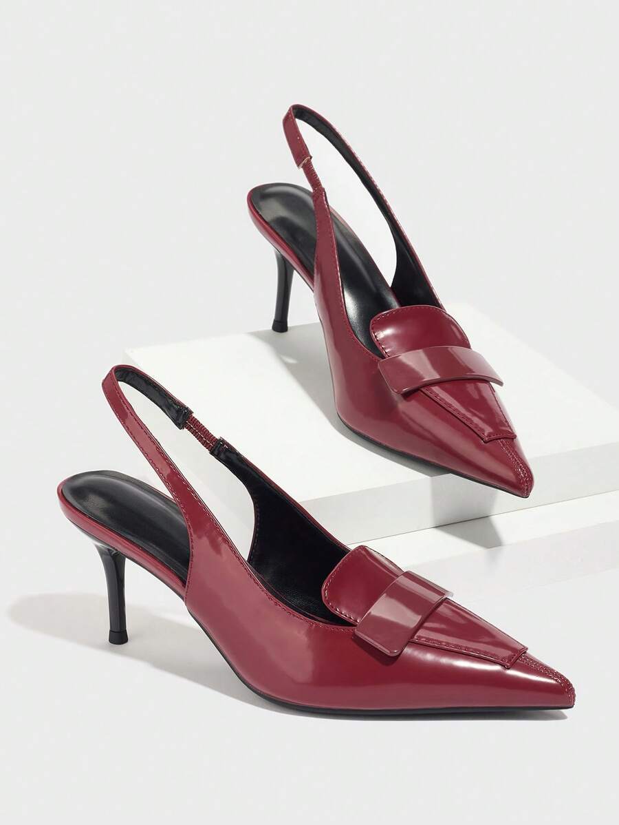 Mnmlis Tacones altos de verano con punta puntiaguda,/PU blanco, de tacón medio, con diseño hueco y sexy de ojo de gato, transpirables