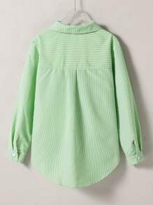 Striped Protective Sun-Proof Shirt For Tween Girls Spring/Summer, Fashionable Korean Style Fall Winter - Mint Green - View 2