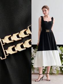 MOTF Soiréza VESTIDO DE CÓCTEL CON VOLANTES EN EL BAJO Y BLOQUES DE COLOR - Blanco y Negro - Ver 7