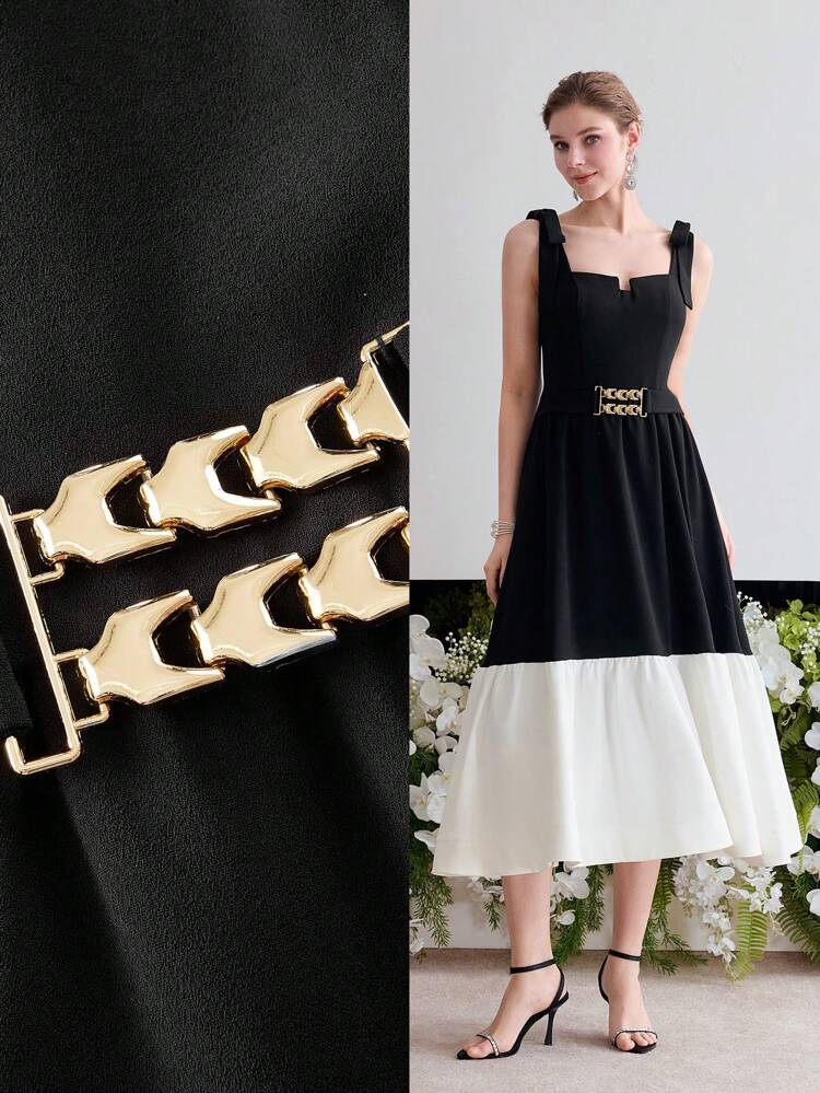 MOTF Soiréza COLORBLOCK RUFFLE HEM COCKTAIL DRESS