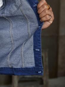 Manfinity BRENVOR 男士牛仔夹克，休闲时尚，适合日常穿着 - 藍色 - 查看 6