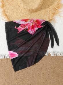 Cubrecostas de punto con estampado floral para chicas adolescentes, de diseño a la moda, lindo y conservador, adecuado para la playa, la natación, las vacaciones y el verano