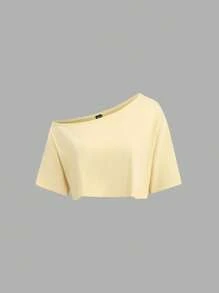 Sweetra 街头休闲不对称纯色T恤和百合花印花套装 - 彩色 - 查看 5