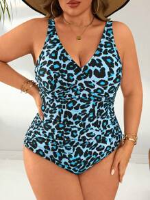 Swim Lushoire Plus Size Women 1pc Sling Leopard Print Slimming Concealing Tummy One-Piece Swimsuit Holiday High-End,Beach Outfits For Woman For Summer Beach Vacation