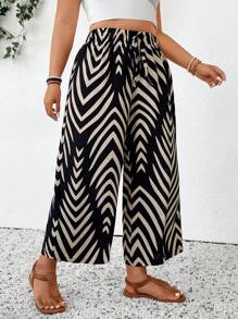 SHEIN PETITE CURVE Pantalones casuales de talla grande para mujer, apropiados para el verano