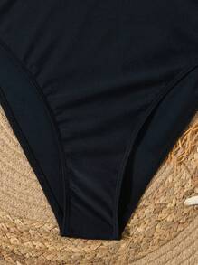 Swim Chiccia Maiô Elegante e Romântico com Decoração de Conchas, Verão - Preto - Visão 4