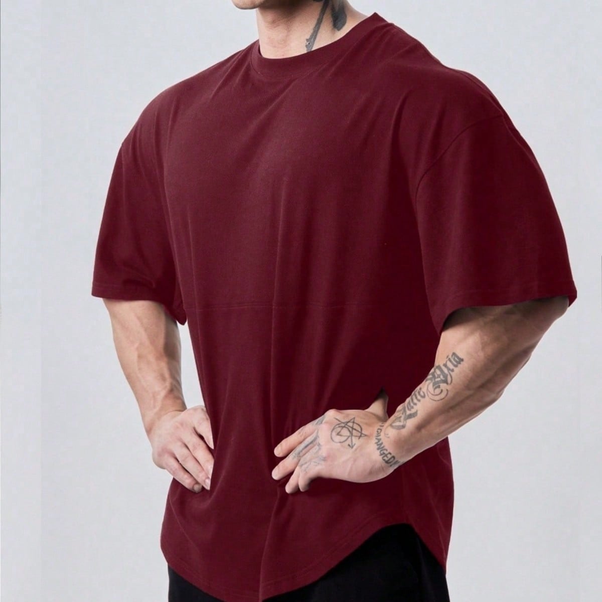 Camiseta deportiva de manga corta y cuello redondo de unicolor para hombres, de moda para verano, tops de gimnasio, tops navideños, transpirable y li