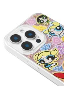 THE POWERPUFF GIRLS X SHEIN 花朵、泡泡、毛茛图案时尚手机壳 - 彩色 - 查看 5
