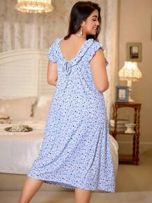 CottageSlumber Camisón con volantes y estampado floral diminuto talla grande - Multicolor - Ver 2