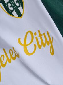 Aesthetic Post 男士夏季休闲字母印花撞色短袖 Polo 衫