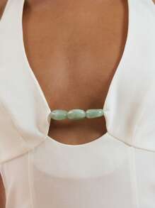 SHEIN BAE Women's Summer Solid Color Sexy Halter Deep V Backless Short Dress