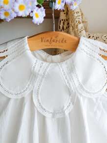 SHEIN Vintaside Kids Baby/Infant/Toddler Girls Elegant Minimalist Petals Collar Sleeveless Dress, Spring/Summer