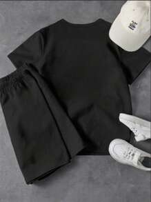 2 Stücke/Set Kleinkind Jungen Lässig süßer Bär Muster Kurzarm T-Shirt + Shorts Set