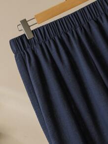 Lacomfia Damski luźny, swobodny, 2-częściowy komplet w stylu vintage z nadrukiem w kratkę, okrągły dekolt