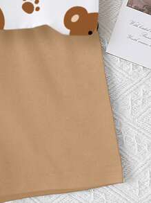 Conjunto de 2 piezas de camiseta de manga corta y pantalones cortos con estampado de oso lindo y moderno para bebé niño, adecuado para salidas en verano
