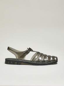 SHUZIA 曲線腳趾有機玻璃果凍平底鞋 - 黑色 - 查看 5