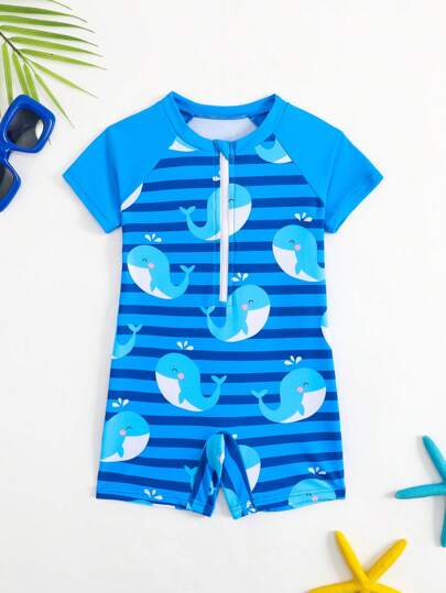 Baby BoyNew One-Piece Swimsuit Printed UV Protection Cute Beach Outfit Swimming Suits For Baby S Swimsuits For Toddler Swim Suits For Kids Toddler Toddler Swimming Suit Swim Suits For Kids