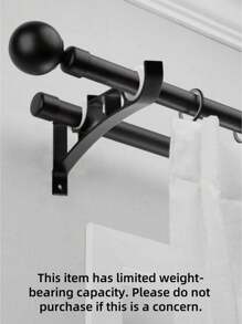 2pcs Dual Pole Base Decorative Curtain Rod Valentine's Day, Valentines Wedding, Birthday - Black - View 7