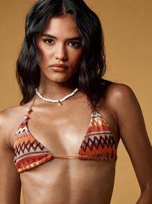 MISSGUIDED Bộ đồ bơi bikini tam giác Bohemian đính hạt lễ hội bãi biển mùa hè mẫu móc đồ bơi nghỉ dưỡng cổ yếm hai mảnh - Nhiều màu - Xem 6