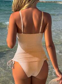 Swim Lushoire Costumi da bagno da donna per primavera/estate 2025, tankini a righe blu e bianche