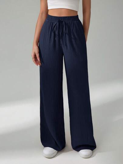 SHEIN Tall Pantalones rectos de unicolor casual para mujer, versátiles