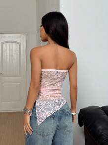 SHEIN Unity Lace Simple Versatile Women's Blouse, Fashion For Summer - Baby Pink - View 2