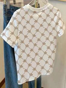 SHEIN 女士休闲数码印花宽松圆领T恤 - 白色 - 查看 2