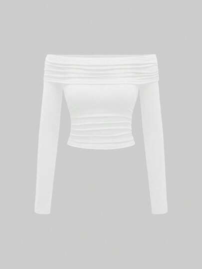 Grunge Punk Y2K Harajuku Leopard Print Off Shoulder Long Sleeve Ruched Waist Slim Fit Turtleneck Undershirt