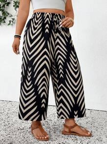 SHEIN PETITE CURVE Pantalones casuales de talla grande para mujer, apropiados para el verano