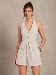 L'Amorae Damen Business Lässig Plissee Sommer Shorts mit Taschen, Sommer Outfits für Damen, Business Lässig Damen, Büro Outfits für Frauen, Arbeitskleidung für Frauen