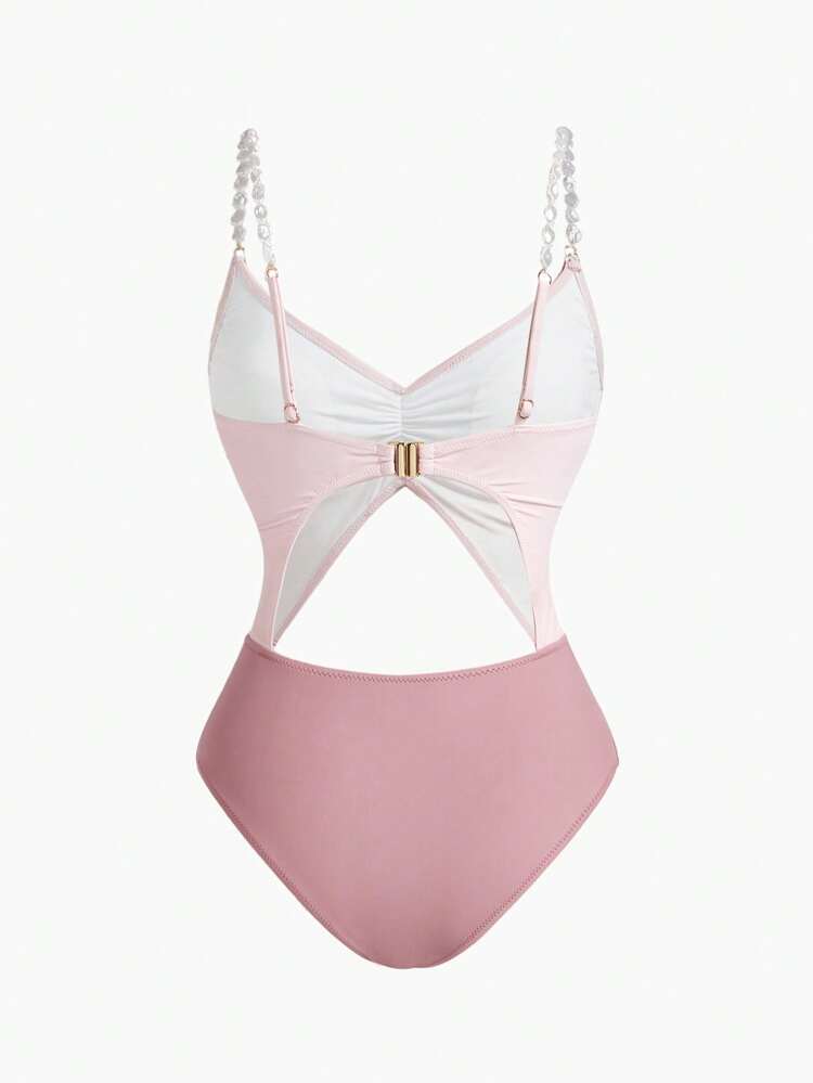 GATHERED CUT OUT ONE-PIECE SWIMSUIT FOR SUMMER BEACH VACATION