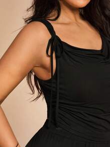 SHEIN BAE Damen Große Größen Eleganter High Street Resort Strickanzug, Schwarz, Sommer, Zweiteiler für Frauen, 2-teiliges Set für Frauen, Urlaubsoutfits für Frauen, Strandoutfits für Frauen, Damenkleidung in Große Größen, Ausgeh-Oberteile für Frauen