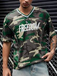 Manfinity EMRG Manfinity EMRG Men's Camouflage Printed Short Sleeve T-Shirt Men Camouflage Tshirt Camo Tshirt Camo Jersey  Reflective Strip Father's Day Gift Gift For Boyfriend Father's Gift  Jersey,Streetwear, Travel, Daily Wear,