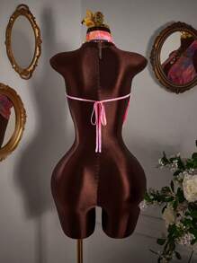 Amplova 扎染印花垂坠领无袖短款上衣，女士度假风格 - 彩色 - 查看 3