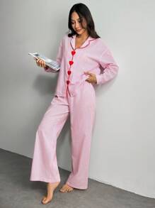 SHEIN PETITE 女士日常两件套服装 - 粉色 - 查看 7