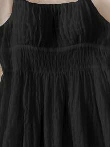 SHEIN Vestido de tirantes de color liso con volantes en el dobladillo, adecuado para vacaciones de verano, citas nocturnas, vestido de playa, ropa urbana para chicas adolescentes, atuendos para vacaciones en la playa, vestidos de verano para chicas - Negro - Ver 5