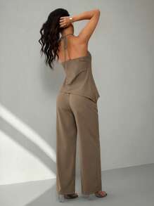 SHEIN PETITE Women Two Pieces Outfits For Daily Wear - Brown - View 2