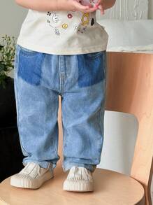 SHEIN Baby Jungen lässige, weite Jeans mit Gummibund und Taschen