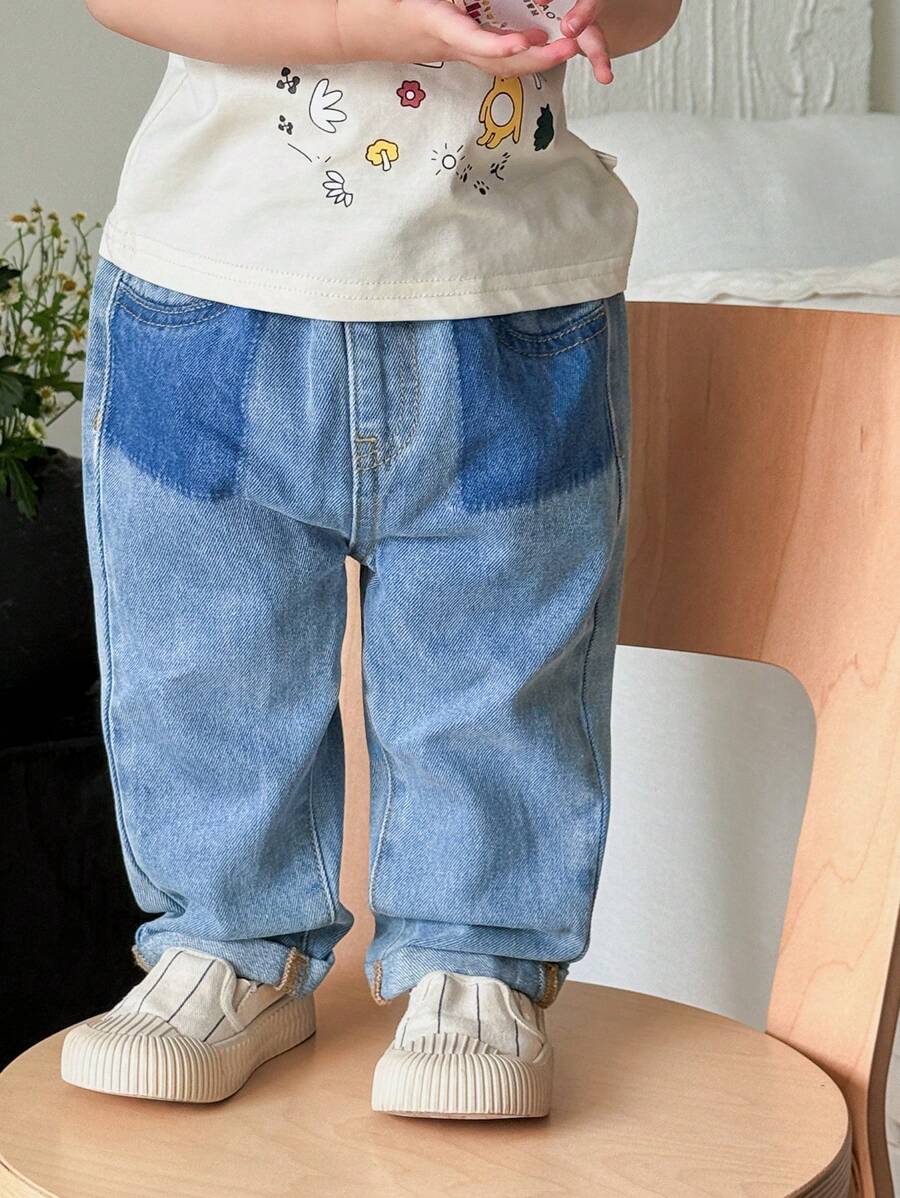 SHEIN Baby Jungen lässige, weite Jeans mit Gummibund und Taschen